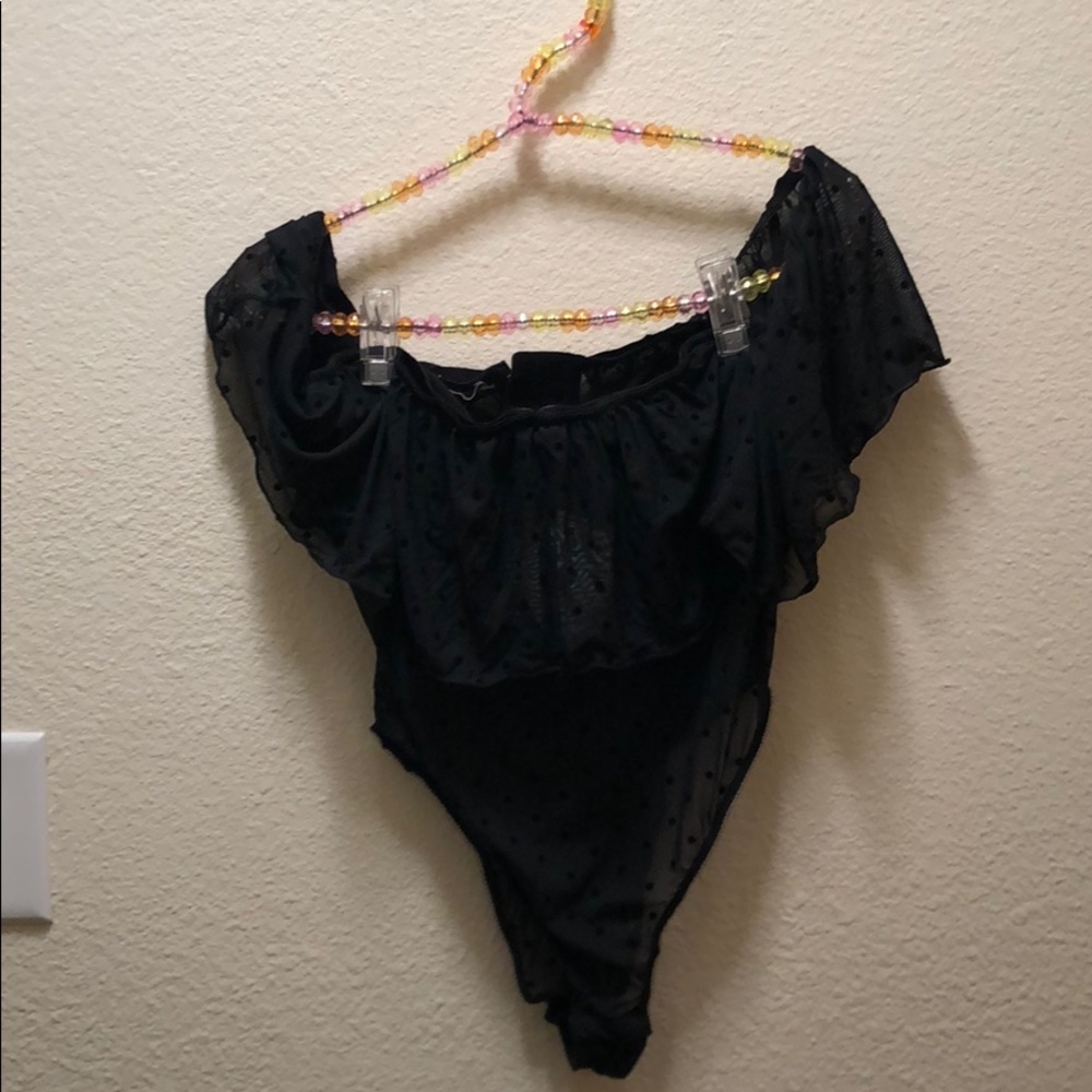 Savage X Fenty Flock Dot Bodysuit Removable Straps